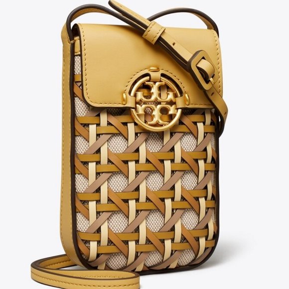 Tory Burch Handbags - Tory Burch $378 86978 Miller Basketweave Phone Crossbody Cornbread NWT!